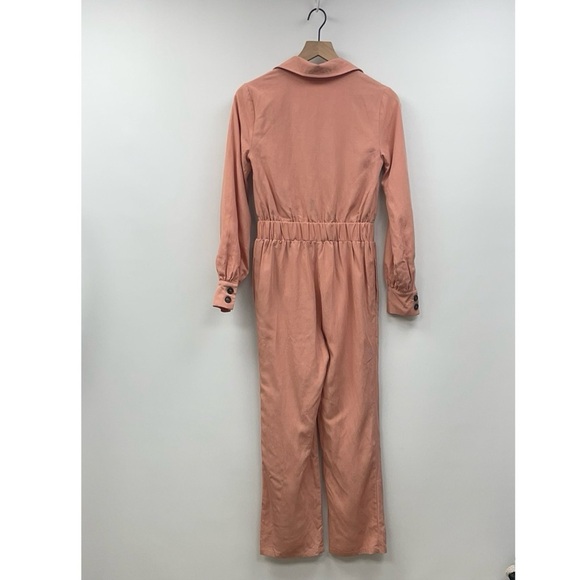 NWT Lovers & Friends Karina Linen Utility Elastic Waist Jumpsuit Pink XXS - Picture 5 of 8